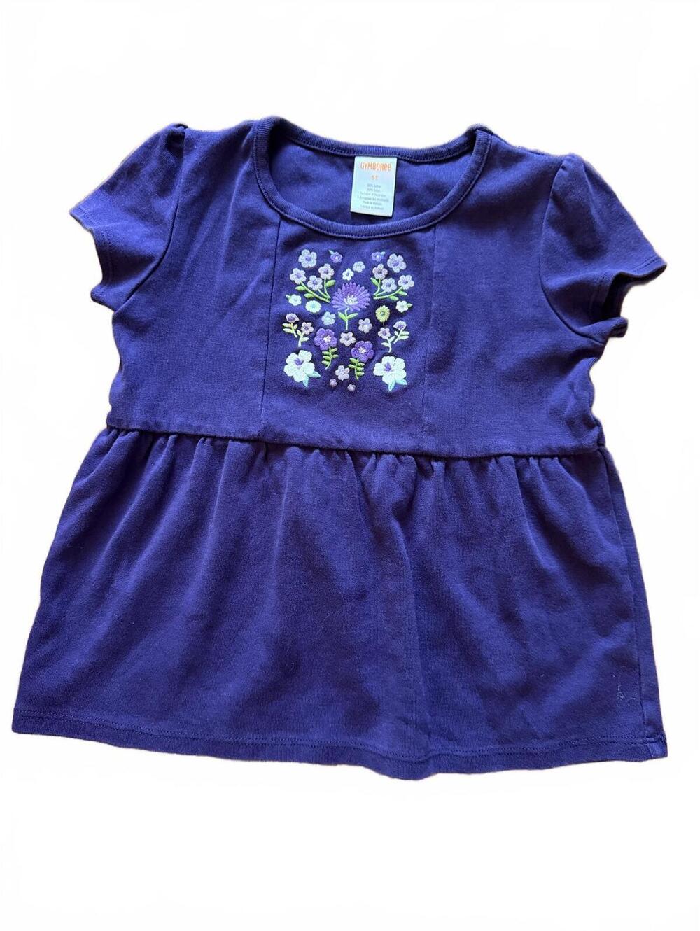 Gymboree Girls' Whooo’s Cute Purple Floral Embroidered Cotton Top, Size 5T